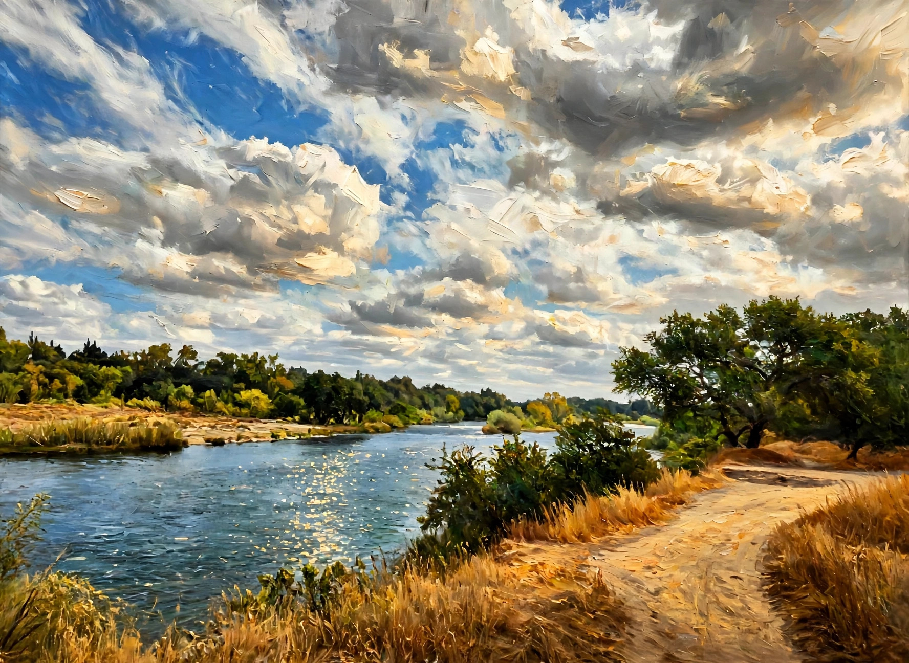 American River Parkway - original painting of American River Parkway, Sacramento, California by Harold Benson