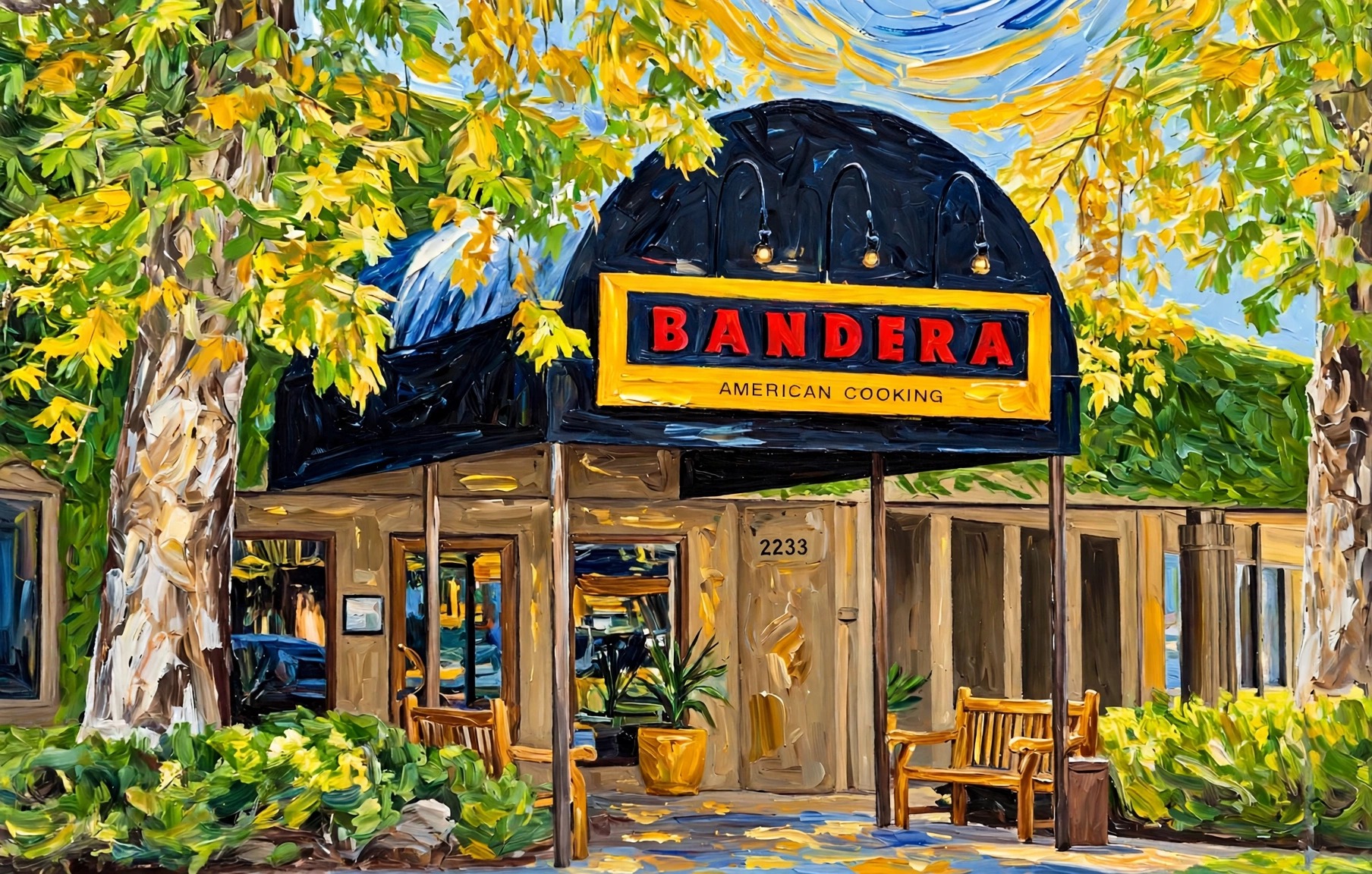 Bandera - original painting of Bandera, Sacramento, California by Eric Chambers