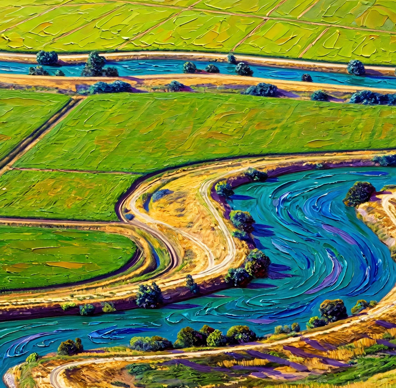 Delta Bend - original The Delta painting by Harold Benson, Sacramento