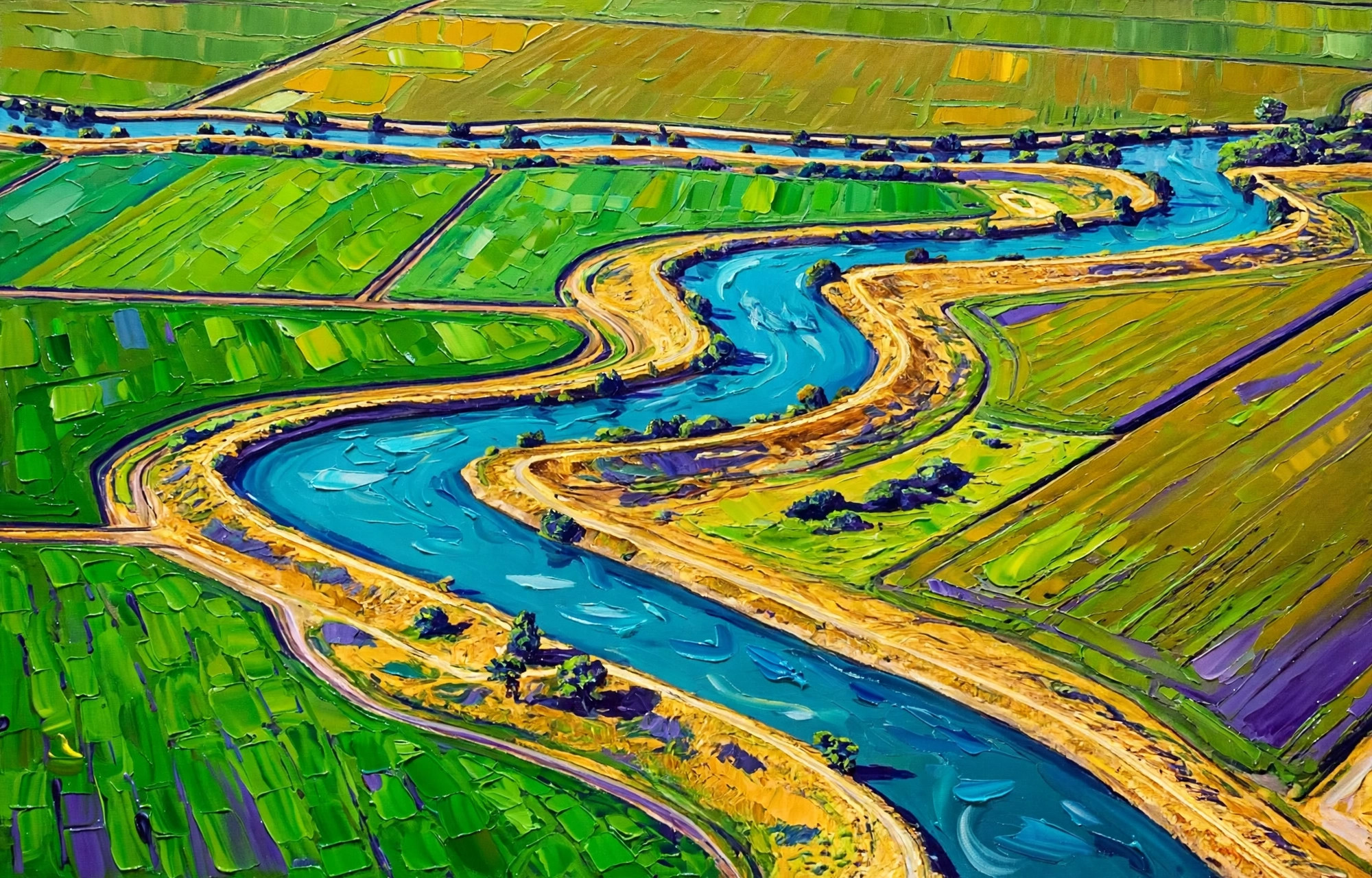 Delta Meander - original The Delta painting by Harold Benson, Sacramento