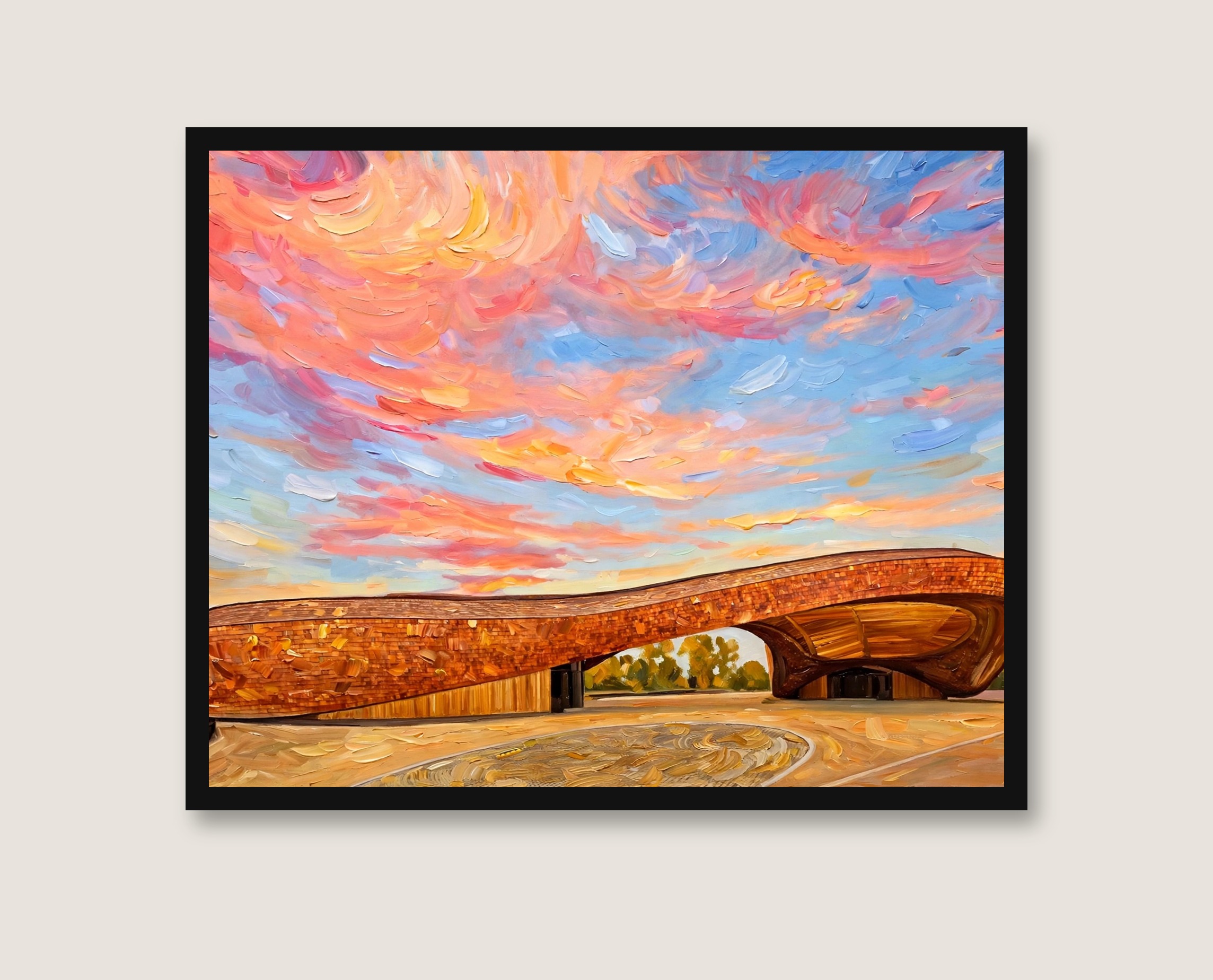 Framed preview of The Barn at Sunset