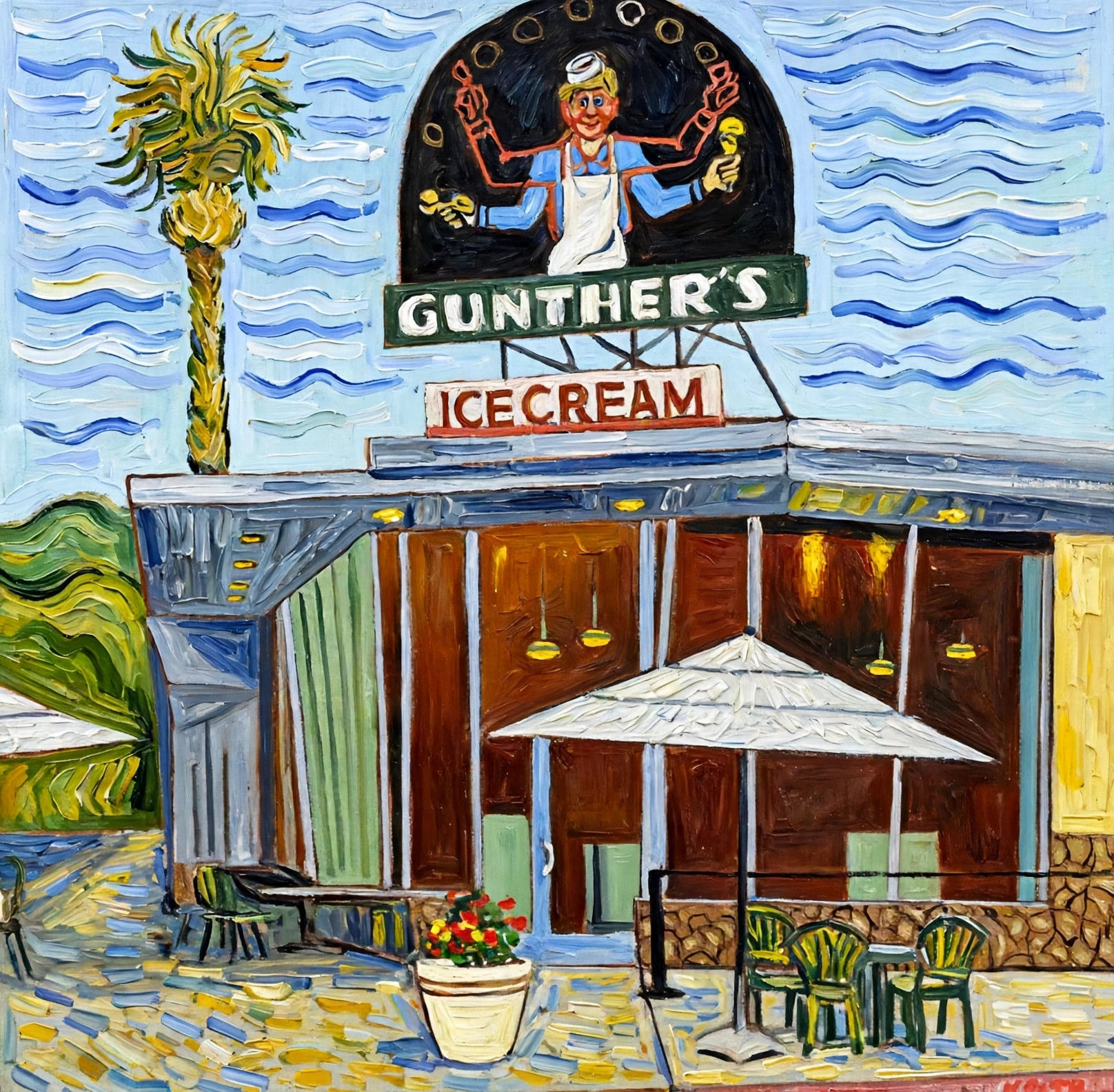 Gunther's Ice Cream - original Gunther's Ice Cream painting by Eric Chambers, Sacramento