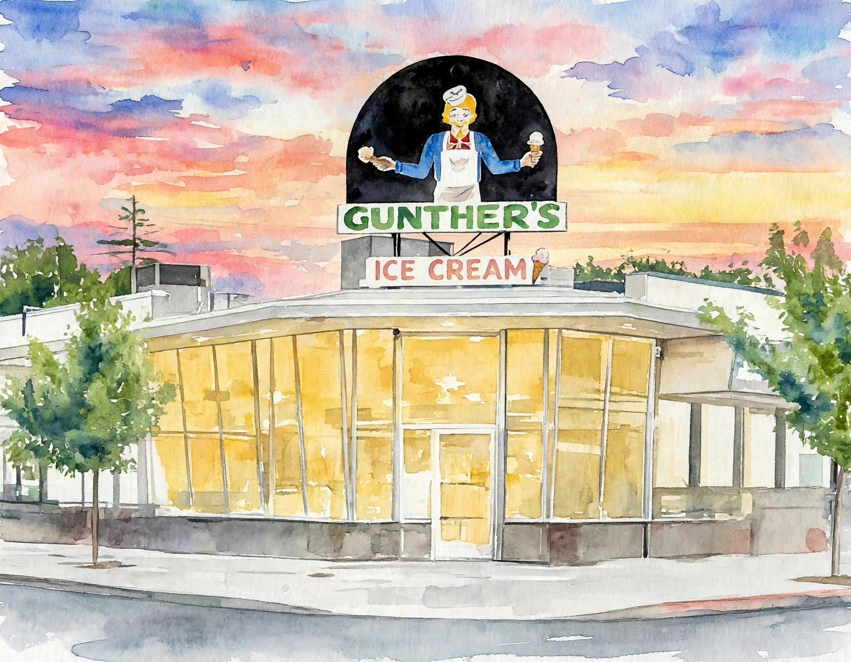 Gunther's Ice Cream - original Gunther's Ice Cream painting by Daniel Hansen, Sacramento