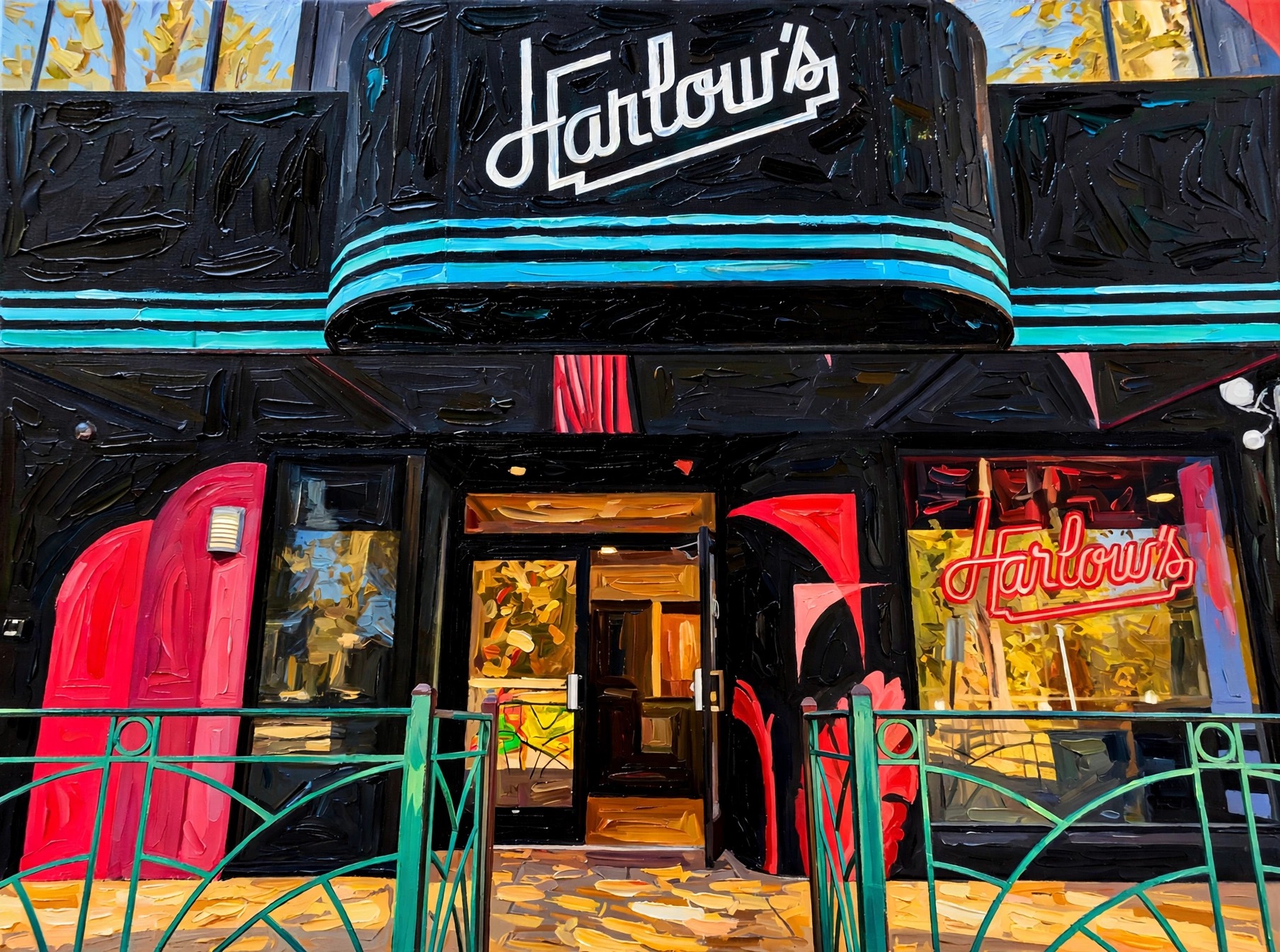 Harlow's - original painting of Harlow's, Sacramento, California by Elana Barry