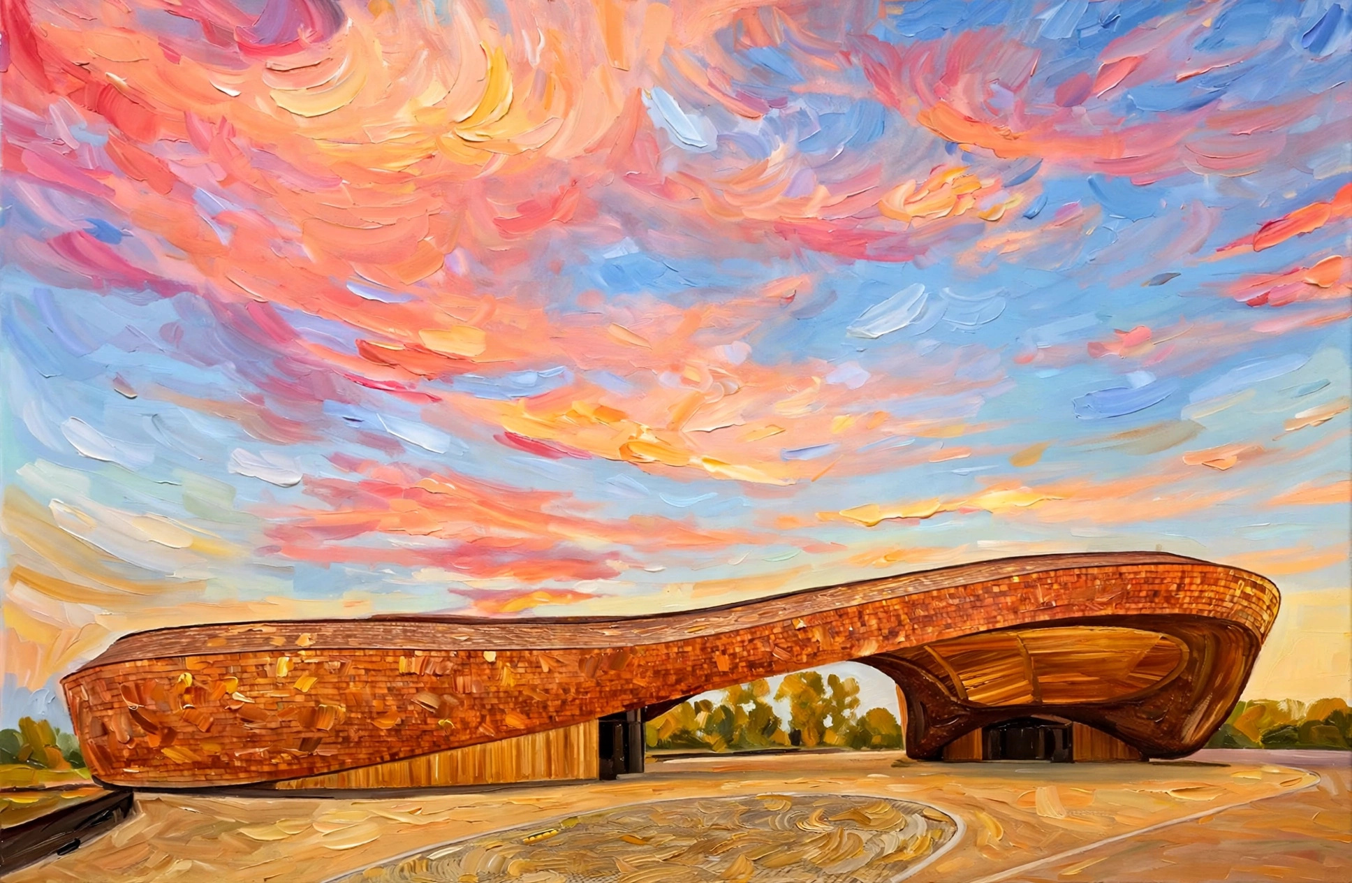 The Barn at Sunset - original painting of The Barn, Sacramento, California by Elana Barry
