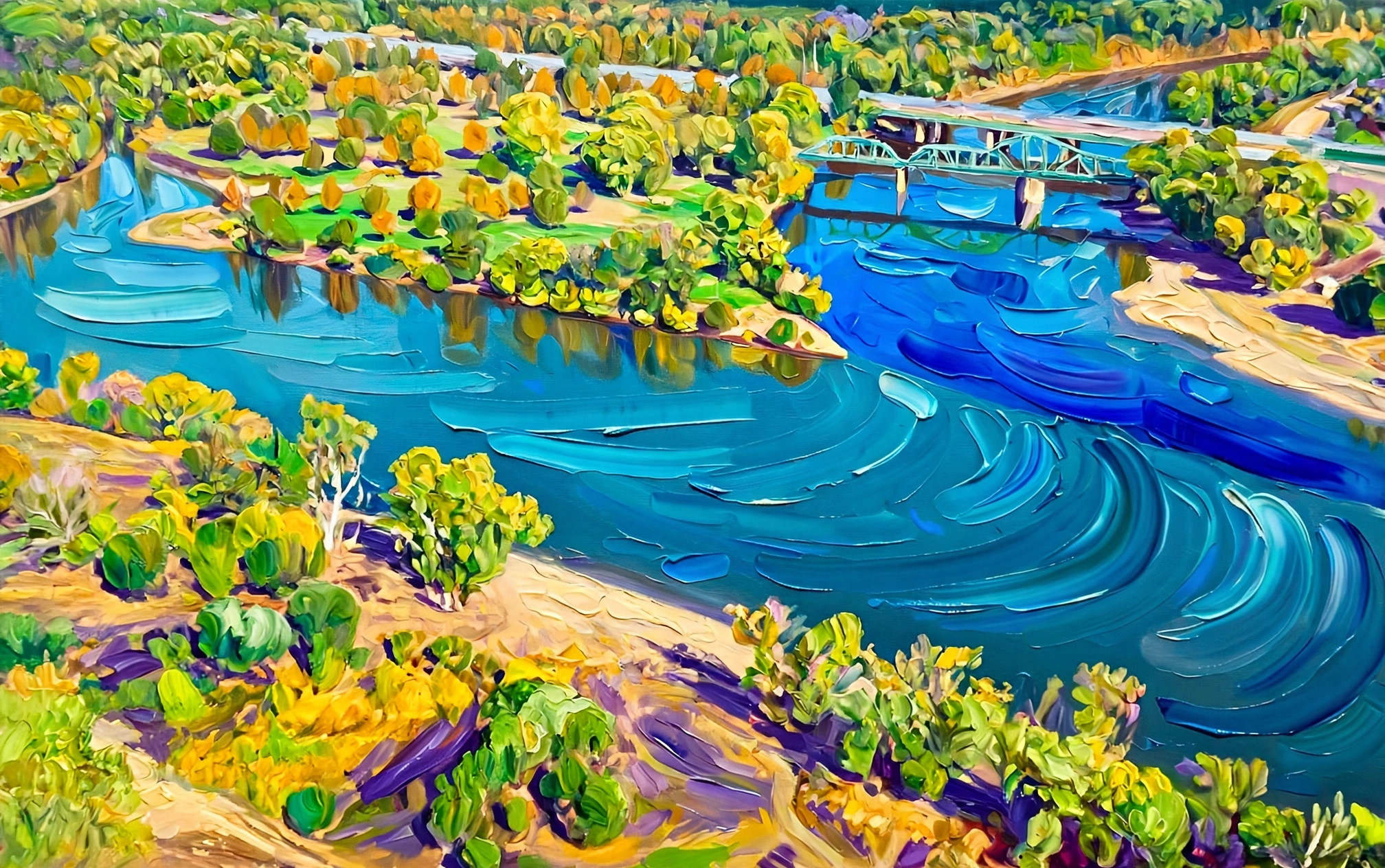 The Confluence - original Sacramento Riverfront painting by Harold Benson, Sacramento