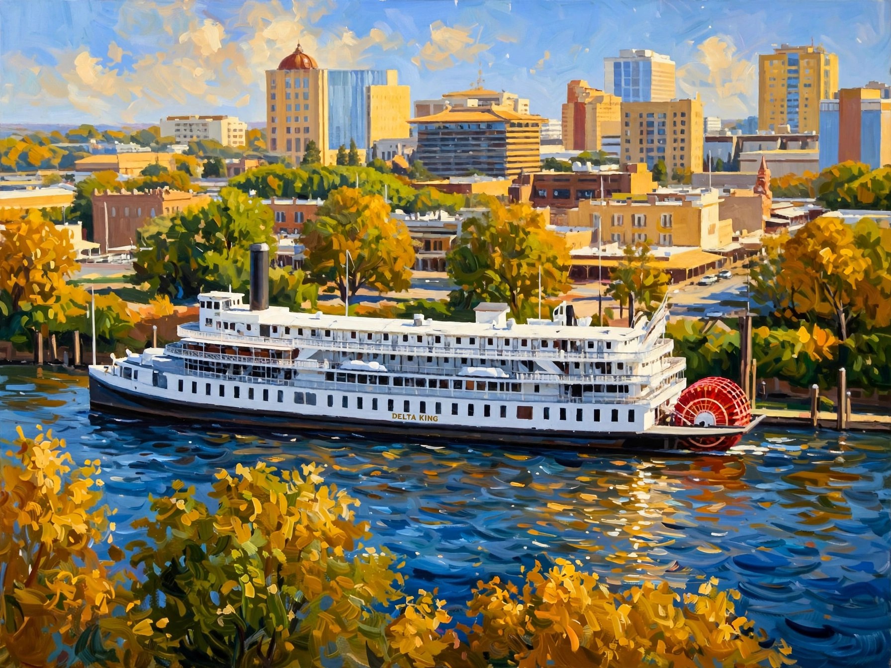 The Delta King - original Sacramento Riverfront painting by Elana Barry, Sacramento