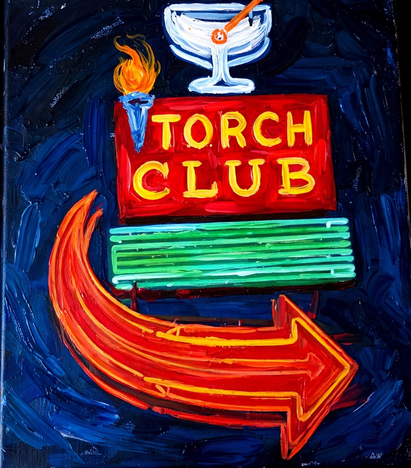 Torch Club - original painting of Torch Club, Sacramento, California by Eric Chambers
